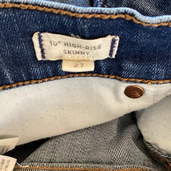 Madewell 10" High-Rise Skinny Jeans Women's Size 27 Blue Denim Raw Hem - Picture 3 of 10